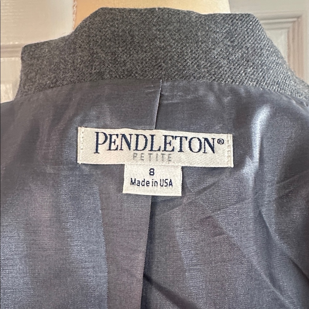 Pendleton Virgin Wool Gray Blazer Jacket Size 8 Petite - Picture 9 of 10